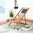 Safavieh Rendi Wood/Polyester Relax Chairs w/ Pillow in Natural/Navy (Set of 2)