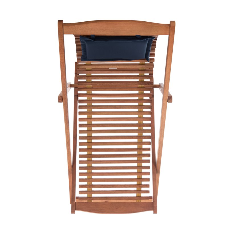 Safavieh Rendi Wood/Polyester Relax Chairs w/ Pillow in Natural/Navy (Set of 2)