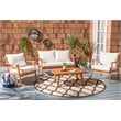Safavieh Deacon 4-PieceWood/Polyester Outdoor Living Set in Natural/Beige