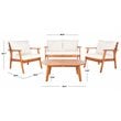 Safavieh Deacon 4-PieceWood/Polyester Outdoor Living Set in Natural/Beige