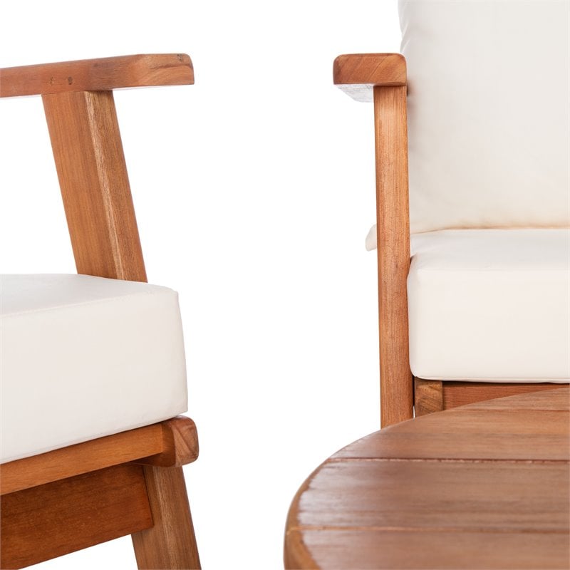 Safavieh Deacon 4-PieceWood/Polyester Outdoor Living Set in Natural/Beige