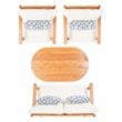 Safavieh Deacon 4-Pc Wood/Polyester Outdoor Living Set in Natural/Navy Mosaic