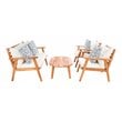 Safavieh Deacon 4-Pc Wood/Polyester Outdoor Living Set in Natural/Navy Mosaic