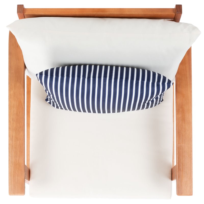 Safavieh Deacon 4-Pc Wood/Polyester Outdoor Living Set in Natural/Navy Striped