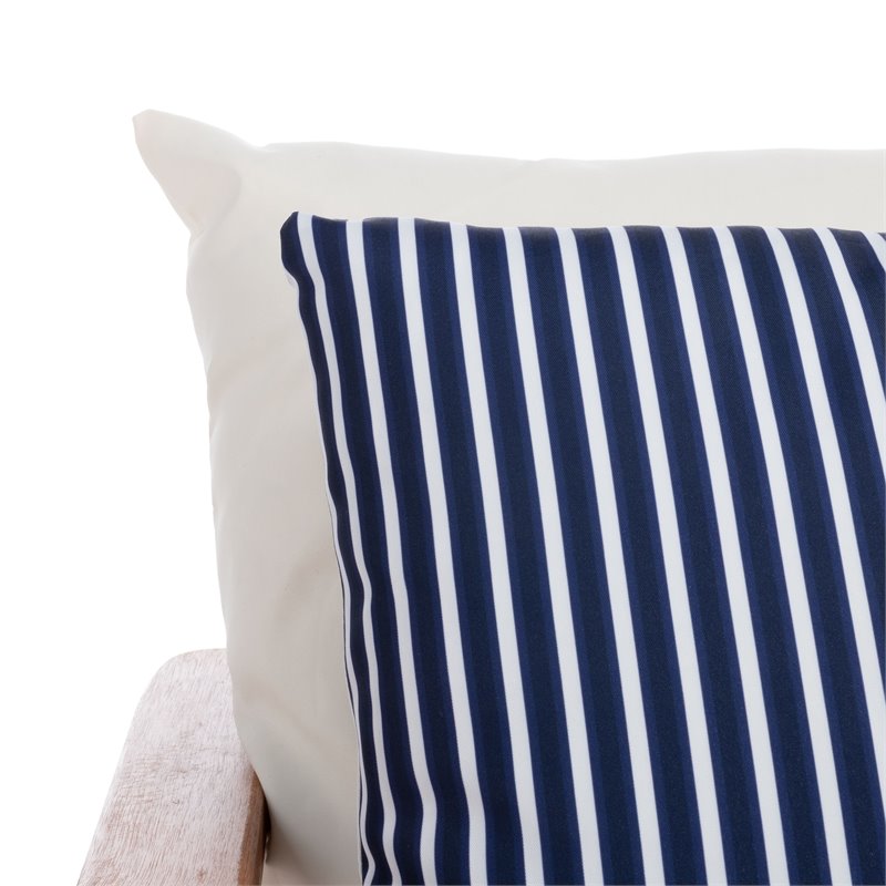 Safavieh Deacon 4-Pc Wood/Polyester Outdoor Living Set in Natural/Navy Striped