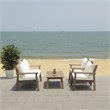 Safavieh Reid 4-Pc Wood/Polyester Outdoor Living Set in Gray Wash/Natural
