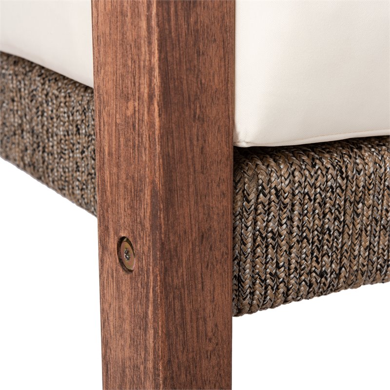 Safavieh Reid 4-Pc Wood/Polyester Outdoor Living Set in Gray Wash/Natural