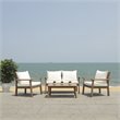 Safavieh Reid 4-Pc Wood/Polyester Outdoor Living Set in Gray Wash/Natural