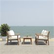 Safavieh Reid 4-Pc Wood/Polyester Outdoor Living Set in Gray Wash/Natural