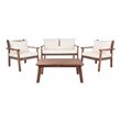 Safavieh Reid 4-Pc Wood/Polyester Outdoor Living Set in Gray Wash/Natural