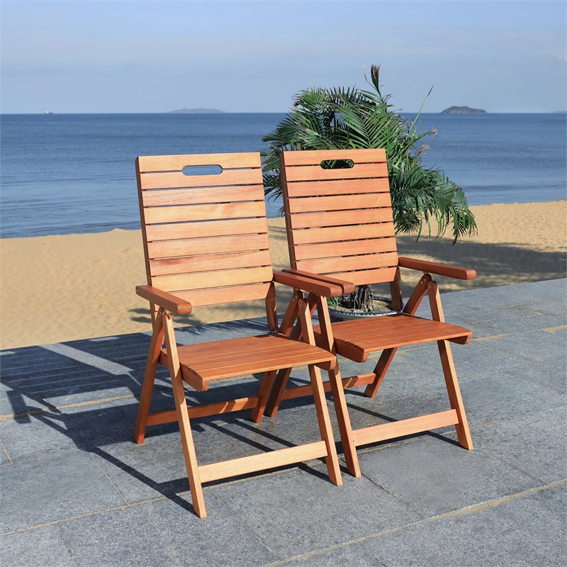 Safavieh Rence Eucalyptus Wood Outdoor Folding Chair in Natural (Set of 2)