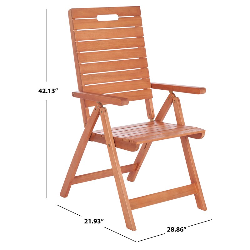 Safavieh Rence Eucalyptus Wood Outdoor Folding Chair in Natural (Set of 2)