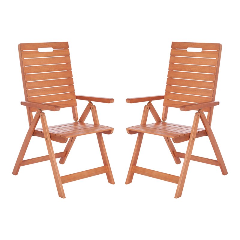 Safavieh Rence Eucalyptus Wood Outdoor Folding Chair in Natural (Set of 2)