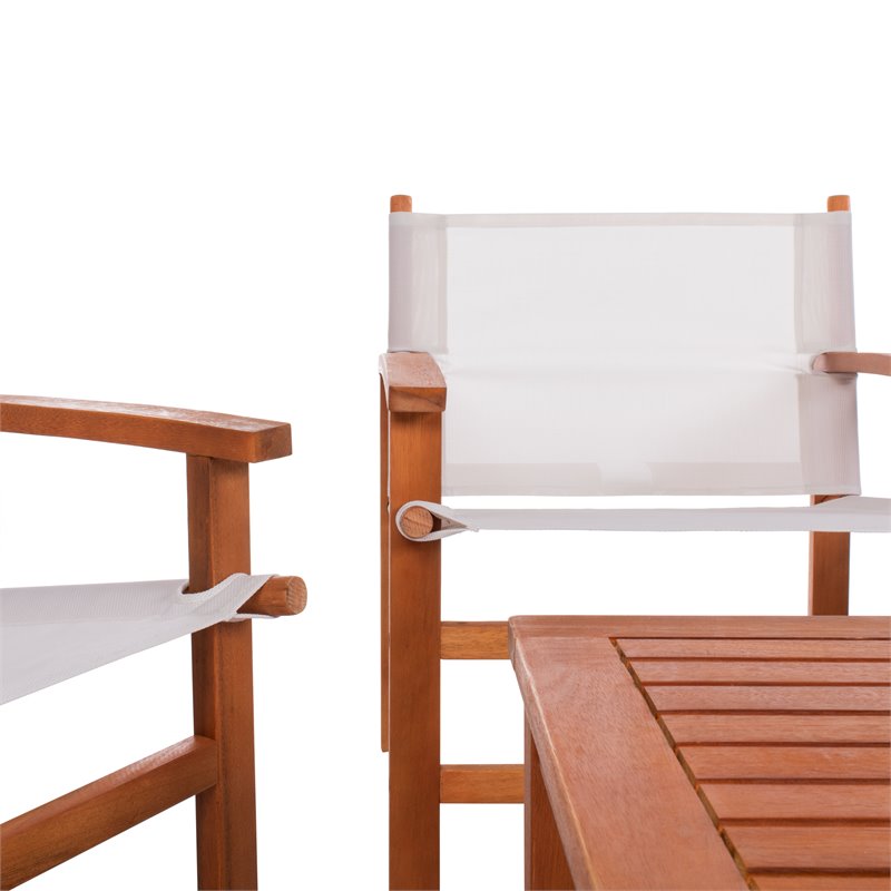 Safavieh Mardin 5-Piece Eucalyptus Wood Outdoor Dining Set in Natural/Beige