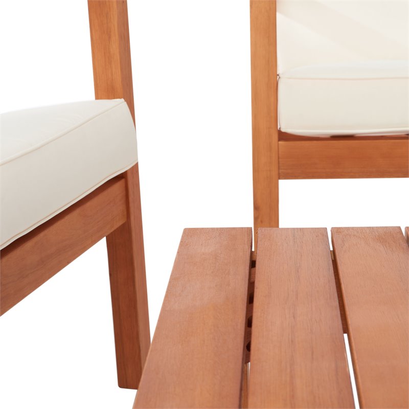 Safavieh Larence 4-Piece Eucalyptus Wood Outdoor Living Set in Natural/Beige