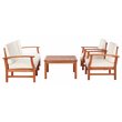Safavieh Parcer 4-Piece Wood/Polyester Outdoor Living Set in Natural/Beige