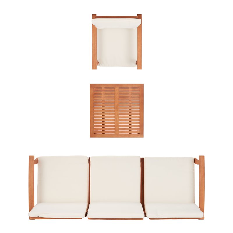 Safavieh Parcer 4-Piece Wood/Polyester Outdoor Living Set in Natural/Beige