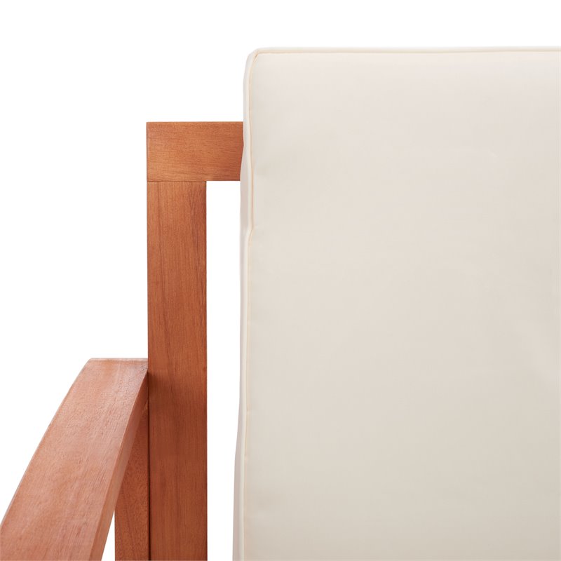 Safavieh Parcer 4-Piece Wood/Polyester Outdoor Living Set in Natural/Beige