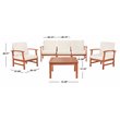 Safavieh Parcer 4-Piece Wood/Polyester Outdoor Living Set in Natural/Beige