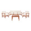 Safavieh Parcer 4-Piece Wood/Polyester Outdoor Living Set in Natural/Beige