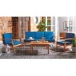 Safavieh Parcer 4-Piece Wood/Polyester Outdoor Living Set in Natural/Navy