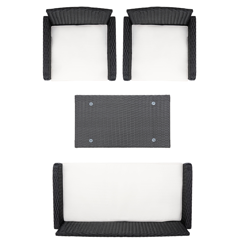 Safavieh Aboka 4-Piece Polyester Wicker/Steel Outdoor Living Set in Black/White