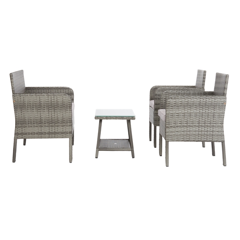Safavieh Aboka 4-Piece Polyester Wicker/Steel Outdoor Living Set in Gray