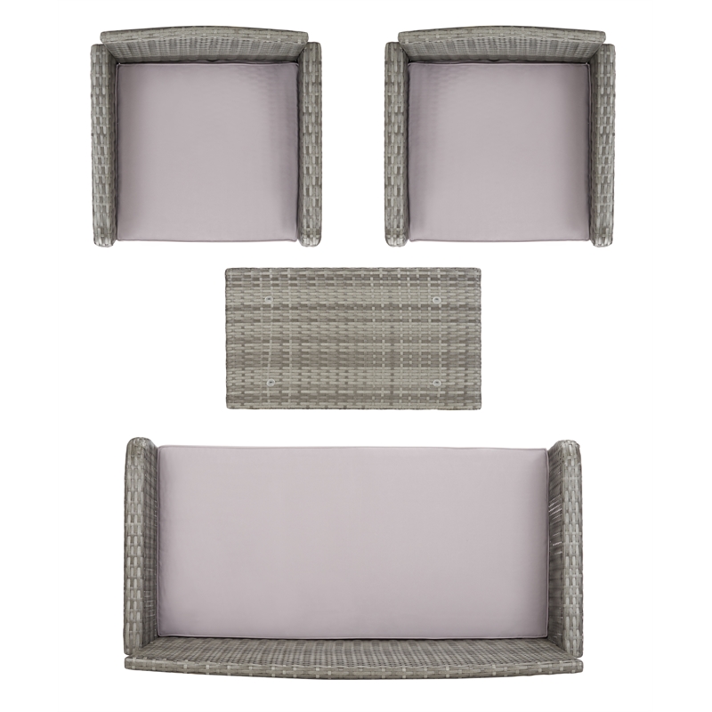 Safavieh Aboka 4-Piece Polyester Wicker/Steel Outdoor Living Set in Gray