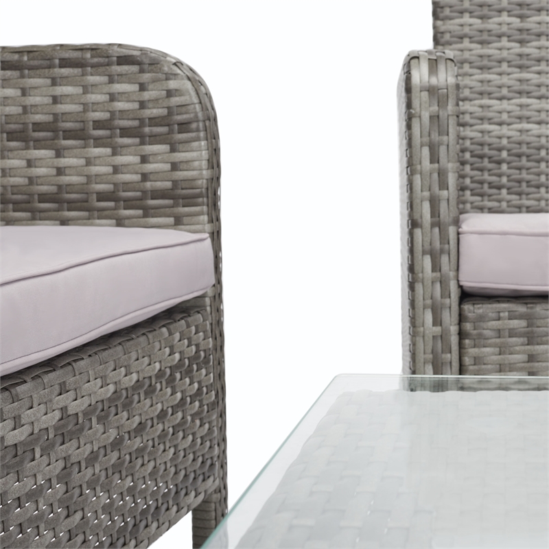 Safavieh Aboka 4-Piece Polyester Wicker/Steel Outdoor Living Set in Gray