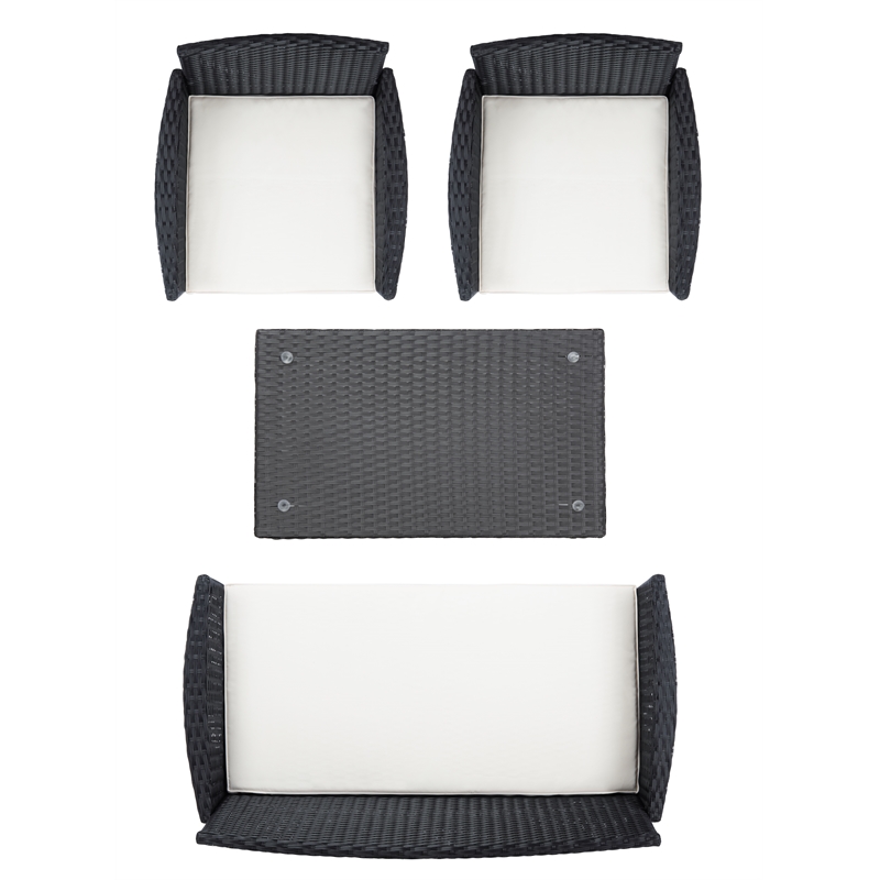 Safavieh Bandele 4-Piece Polyester Wicker/Steel Living Set in Black/White