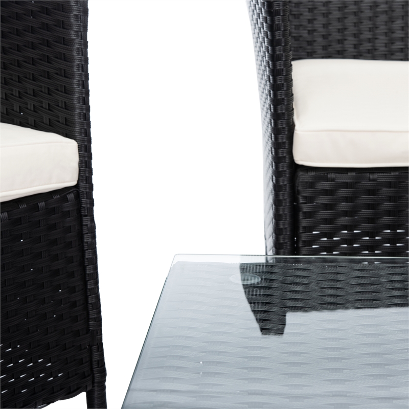 Safavieh Bandele 4-Piece Polyester Wicker/Steel Living Set in Black/White
