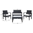 Safavieh Bassey 4-Piece Polyester Wicker/Steel Outdoor Living Set in Black/Beige