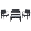 Safavieh Bassey 4-Piece Polyester Wicker/Steel Outdoor Living Set in Black/Beige