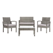 Safavieh Bassey 4-Piece Polyester Wicker/Steel Outdoor Living Set in Gray/Beige