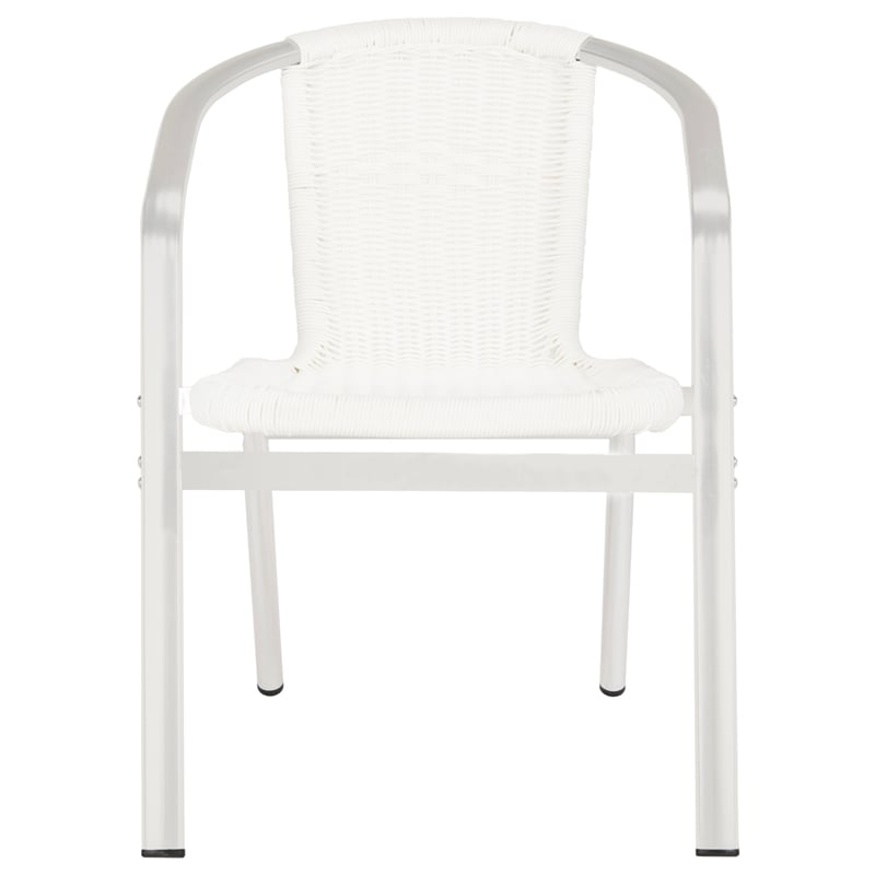 Safavieh Wrangell Rattan Indoor/Outdoor Stackable Arm Chairs in White (Set of 2)