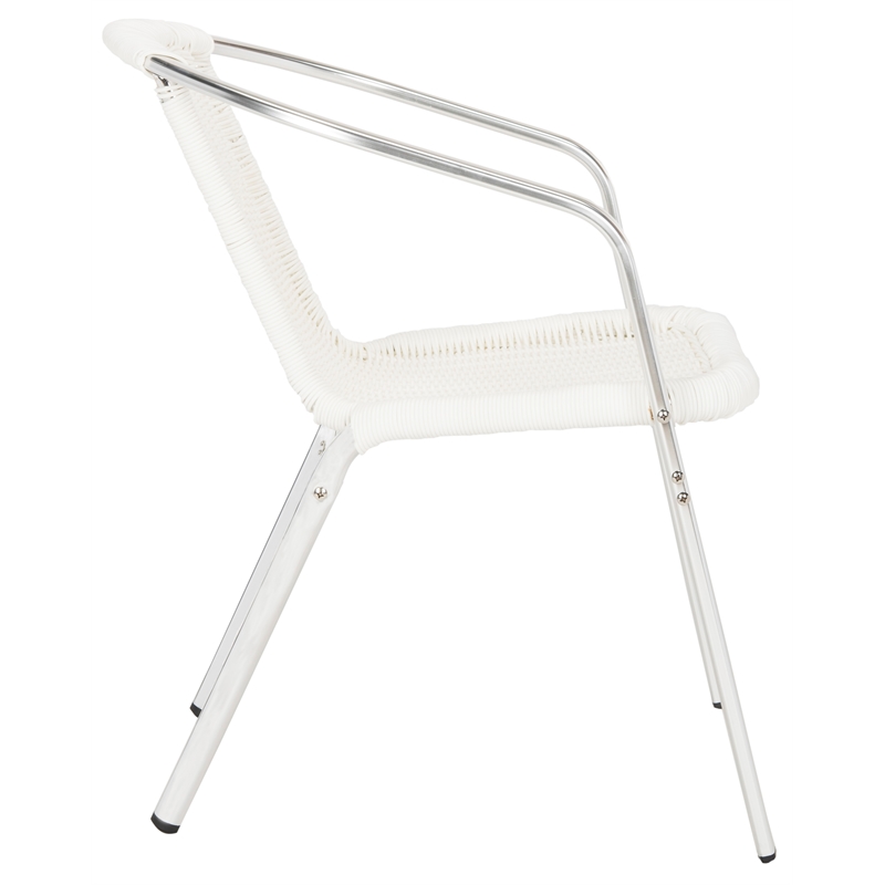 Safavieh Wrangell Rattan Indoor/Outdoor Stackable Arm Chairs in White (Set of 2)