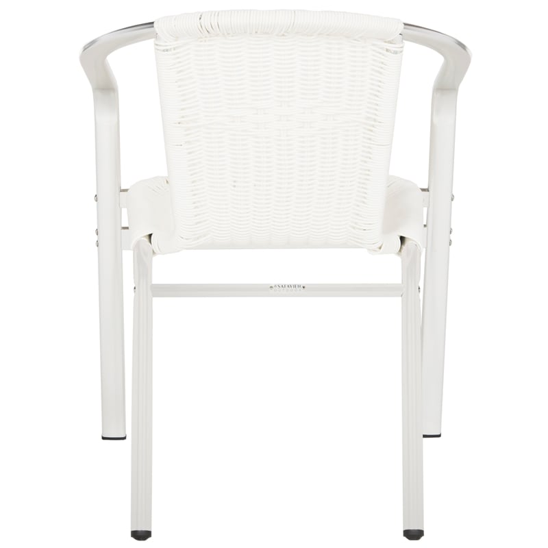 Safavieh Wrangell Rattan Indoor/Outdoor Stackable Arm Chairs in White (Set of 2)