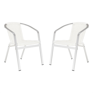safavieh wrangell rattan indoor/outdoor stackable arm chairs in white (set of 2)
