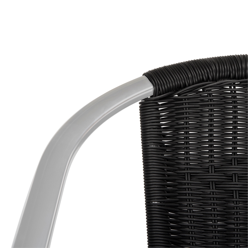 Safavieh Wrangell Rattan Indoor/Outdoor Stackable Arm Chairs in Black (Set of 2)