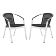 Safavieh Wrangell Rattan Indoor/Outdoor Stackable Arm Chairs in Black (Set of 2)