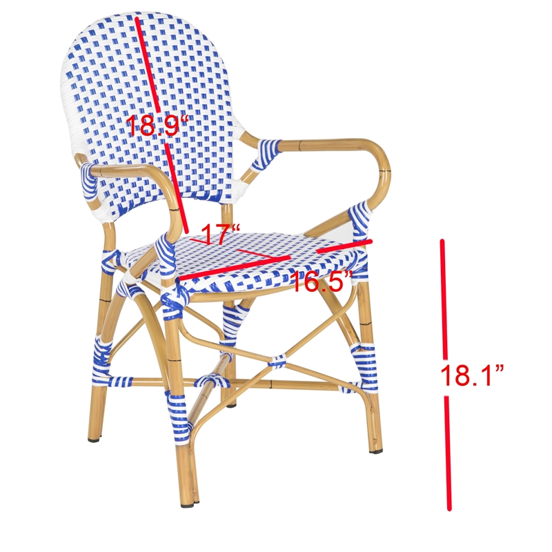 Safavieh Hooper Rattan Indoor/Outdoor Arm Chairs in Blue and White (Set of 2)