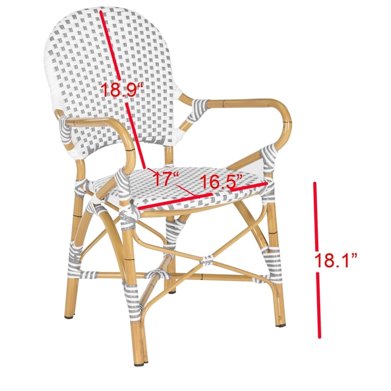 Safavieh Hooper Rattan Indoor/Outdoor Arm Chairs in Gray and White (Set of 2)