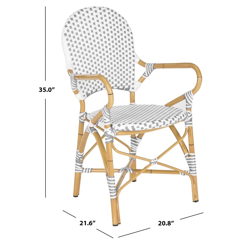 Safavieh Hooper Rattan Indoor/Outdoor Arm Chairs in Gray and White (Set of 2)