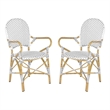 Safavieh Hooper Rattan Indoor/Outdoor Arm Chairs in Gray and White (Set of 2)