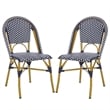 Safavieh Salcha Rattan Indoor/Outdoor Side Chairs in Navy/White (Set of 2)