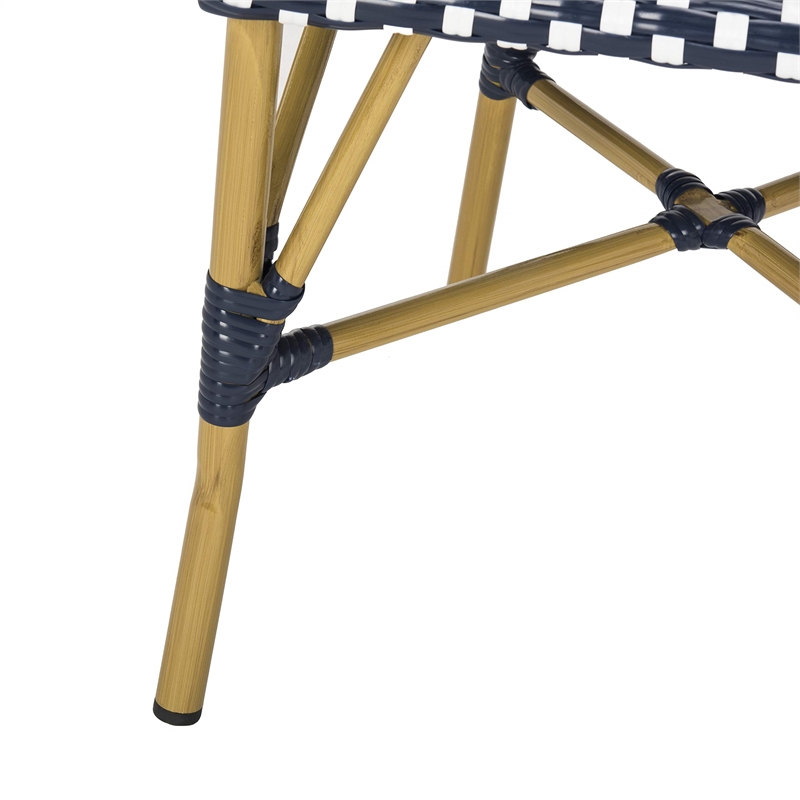 Safavieh Salcha Rattan Indoor/Outdoor Side Chairs in Navy/White (Set of 2)