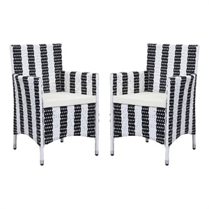 Safavieh Kendrick Rattan Chairs in Black and White (Set of 2)