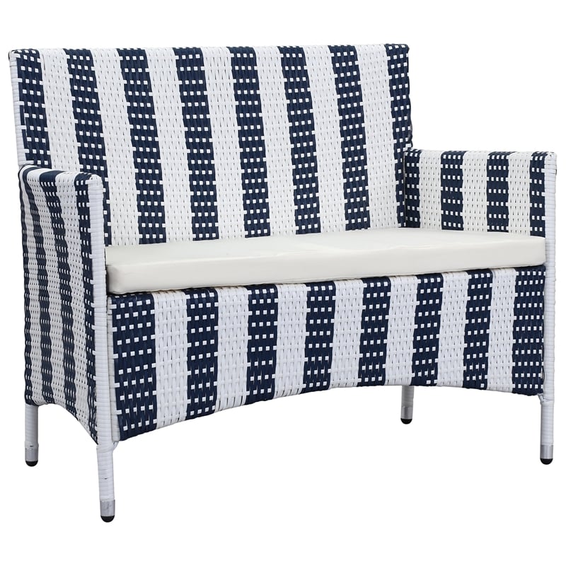 Safavieh Figueroa 4-Piece Rattan Outdoor Set in Navy and White