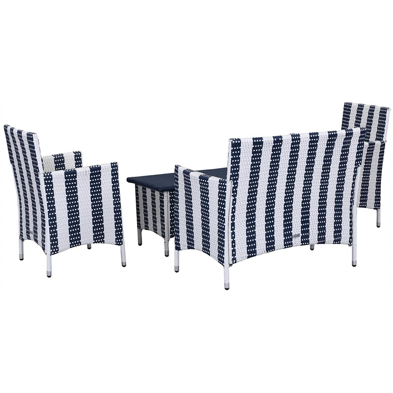 Safavieh Figueroa 4-Piece Rattan Outdoor Set in Navy and White