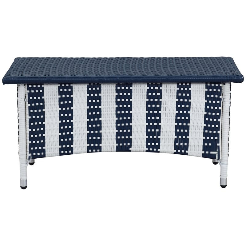 Safavieh Figueroa 4-Piece Rattan Outdoor Set in Navy and White